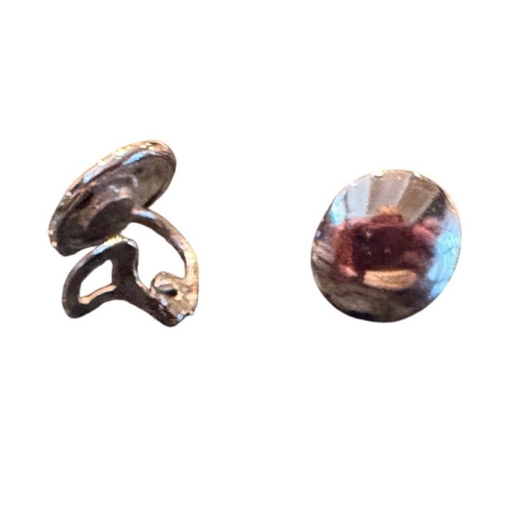 Trifari Vintage Silver Tone Domed Button Clip On Earrings Classic Polished Round